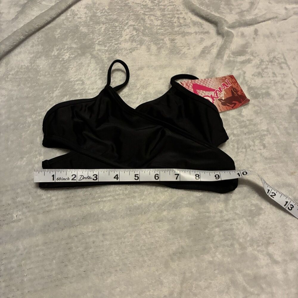 Kanu Surf Swim Top GIRLS size 8 Black Cami Strappy Bikini stretch Beach